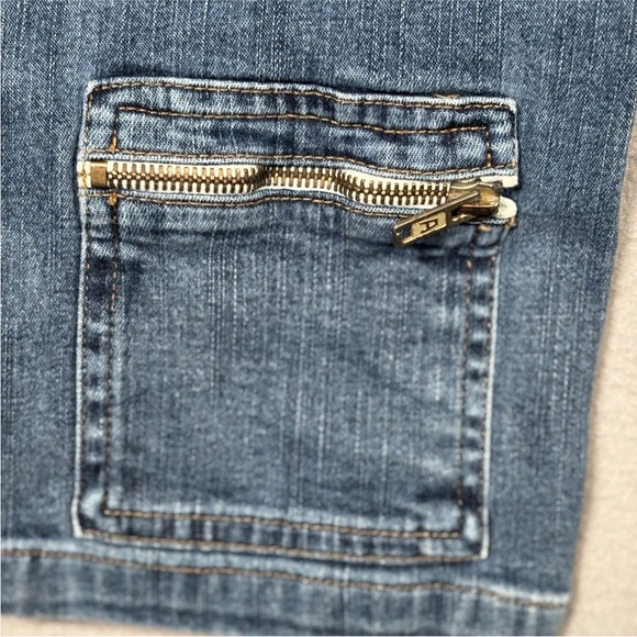 Vintage Y2K Bebe Maxi Cargo Jeans Womens Small Blue Stretch Denim Grunge Pockets - Picture 3 of 15